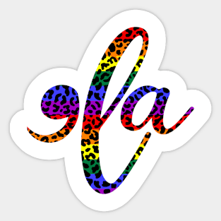 Comma la, Rainbow Flag, Leopard Print Sticker
